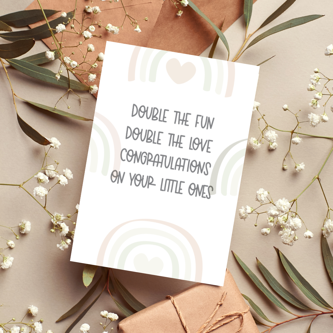 Twins - Congratulations - Baby card