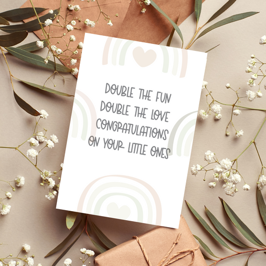 Twins - Congratulations - Baby card