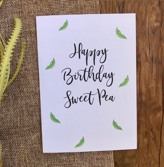 Happy Birthday Sweet Pea - cursive font